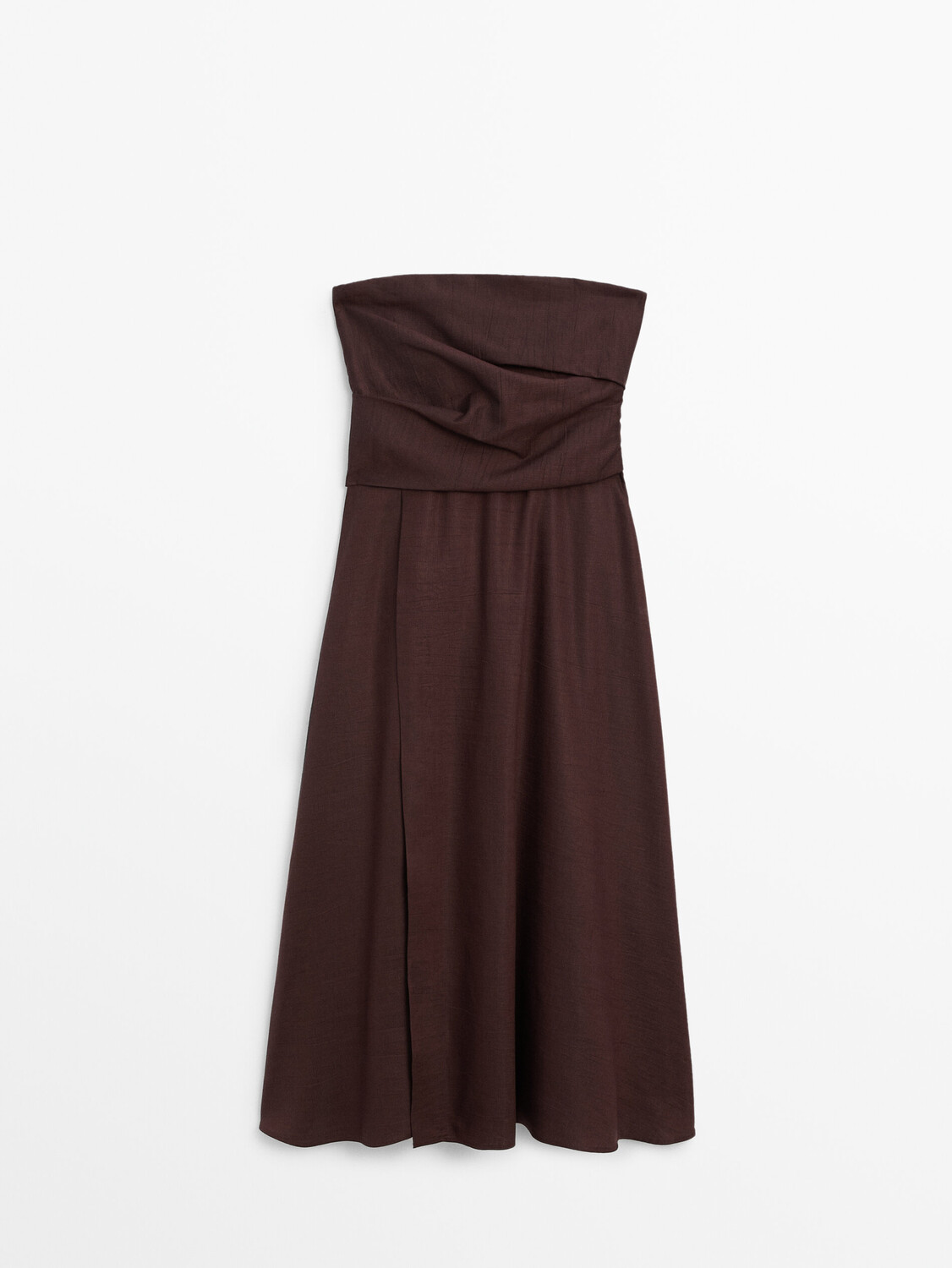 

Платье миди со складками Massimo Dutti, бургундия