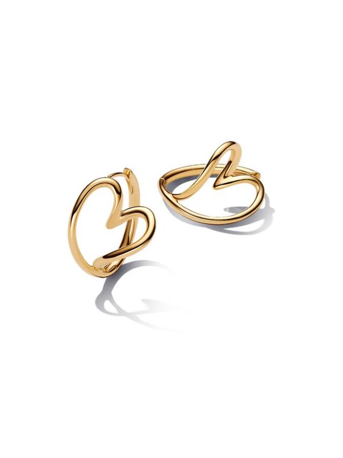 

Серьги Pandora Organically Shaped Heart Hoop Earrings, золото