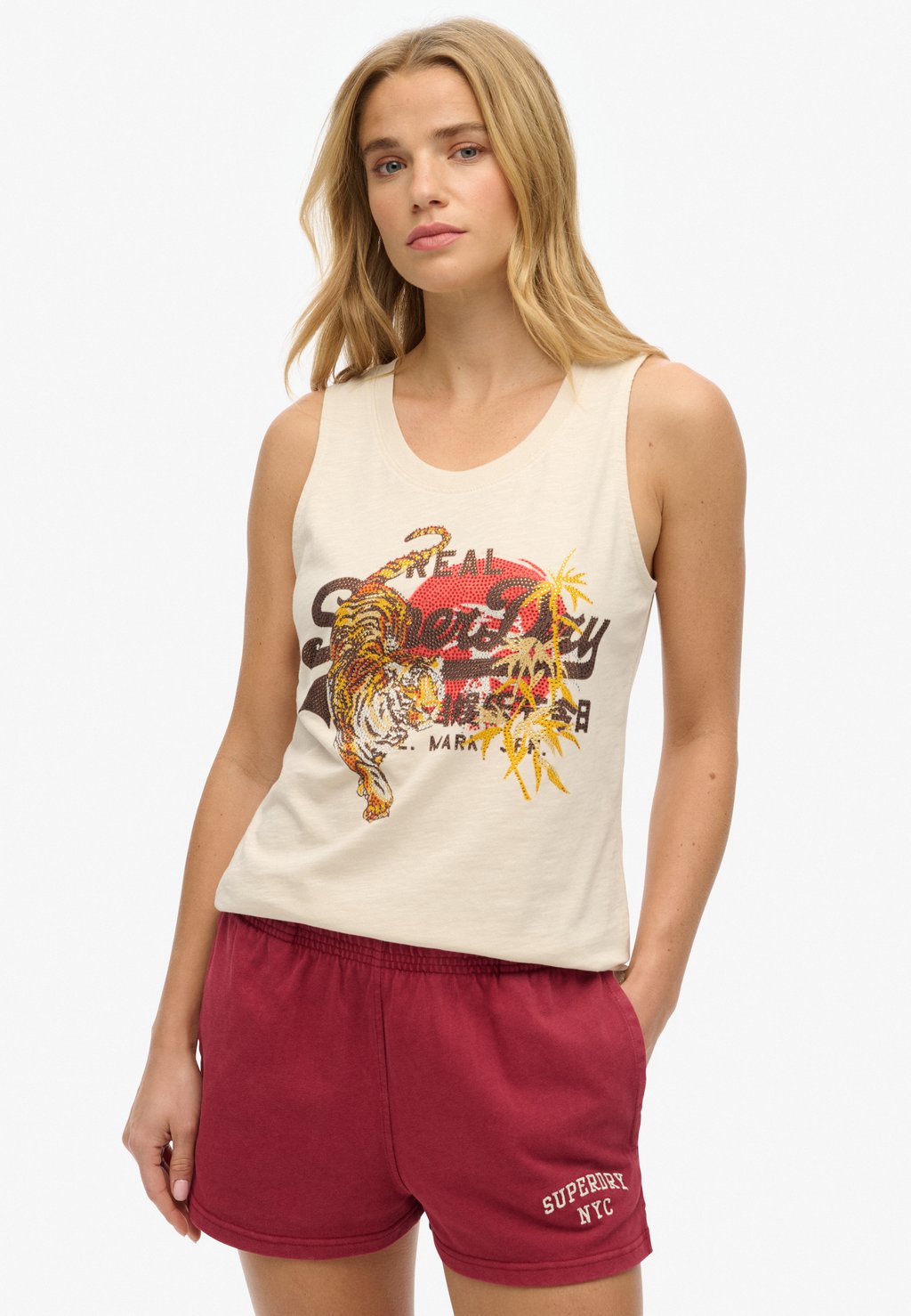 

Топ VINTAGE LOGO TOKYO SCOOP NECK Superdry, бежевый