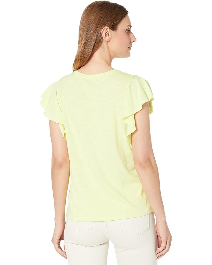 

Футболка Lilla P Flutter Sleeve Flame Modal V-Neck Tee, цвет Limeade