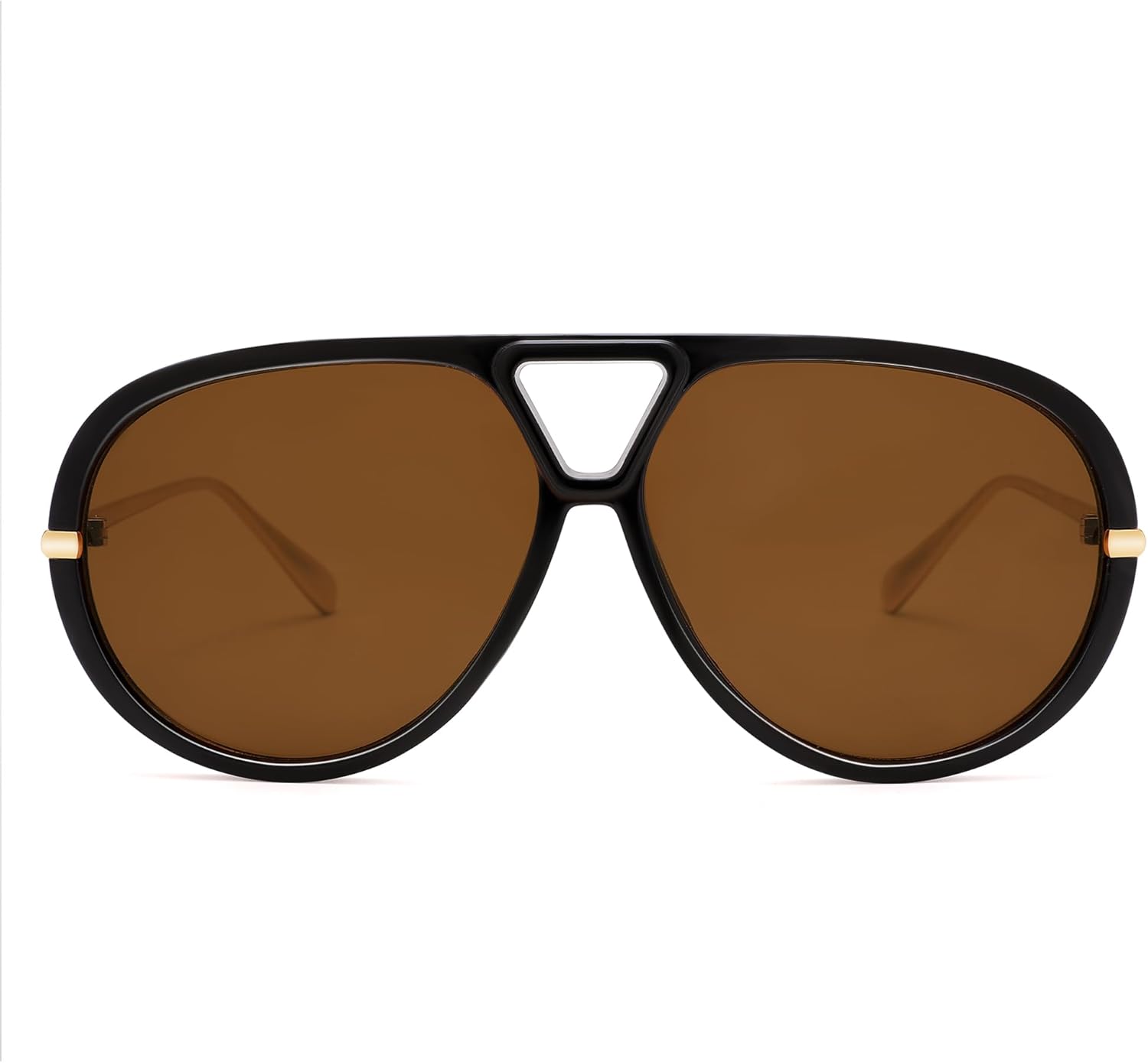 

Ретро-солнцезащитные очки-авиаторы большого размера для женщин и мужчин, модные круглые солнцезащитные очки в винтажном стиле с защитой от УФ-излучения DYSAKER, Black/Brown