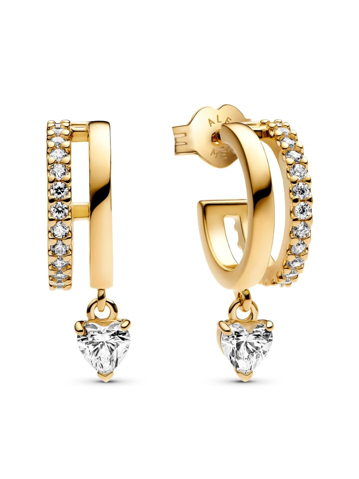 

Pandora Женские серьги-кольца, висячие серьги в форме сердца, золотистого цвета