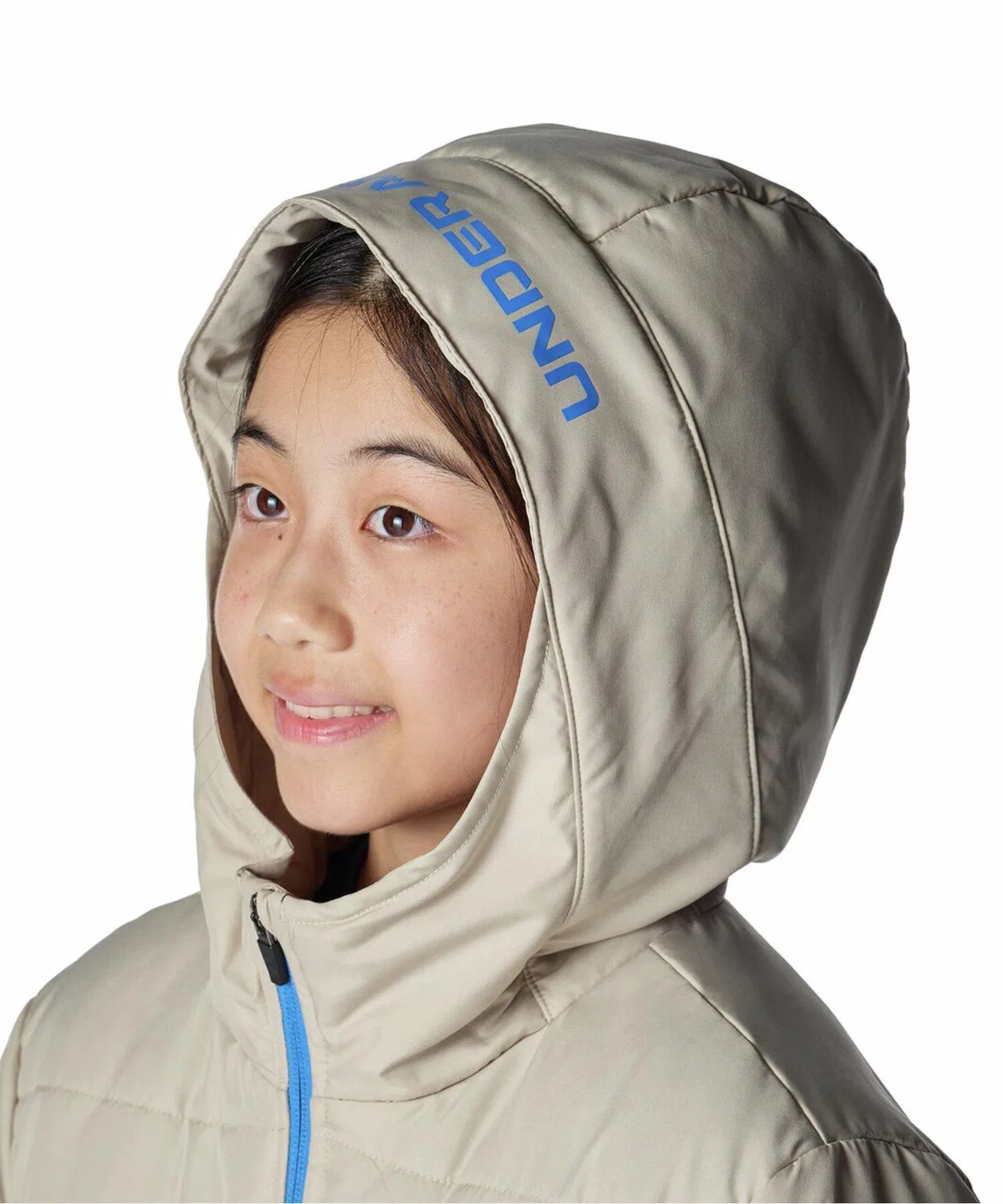 Куртка детская UA Insulation Full Zip, утеплённая, бренд Under Armour, бежевая — фото 4