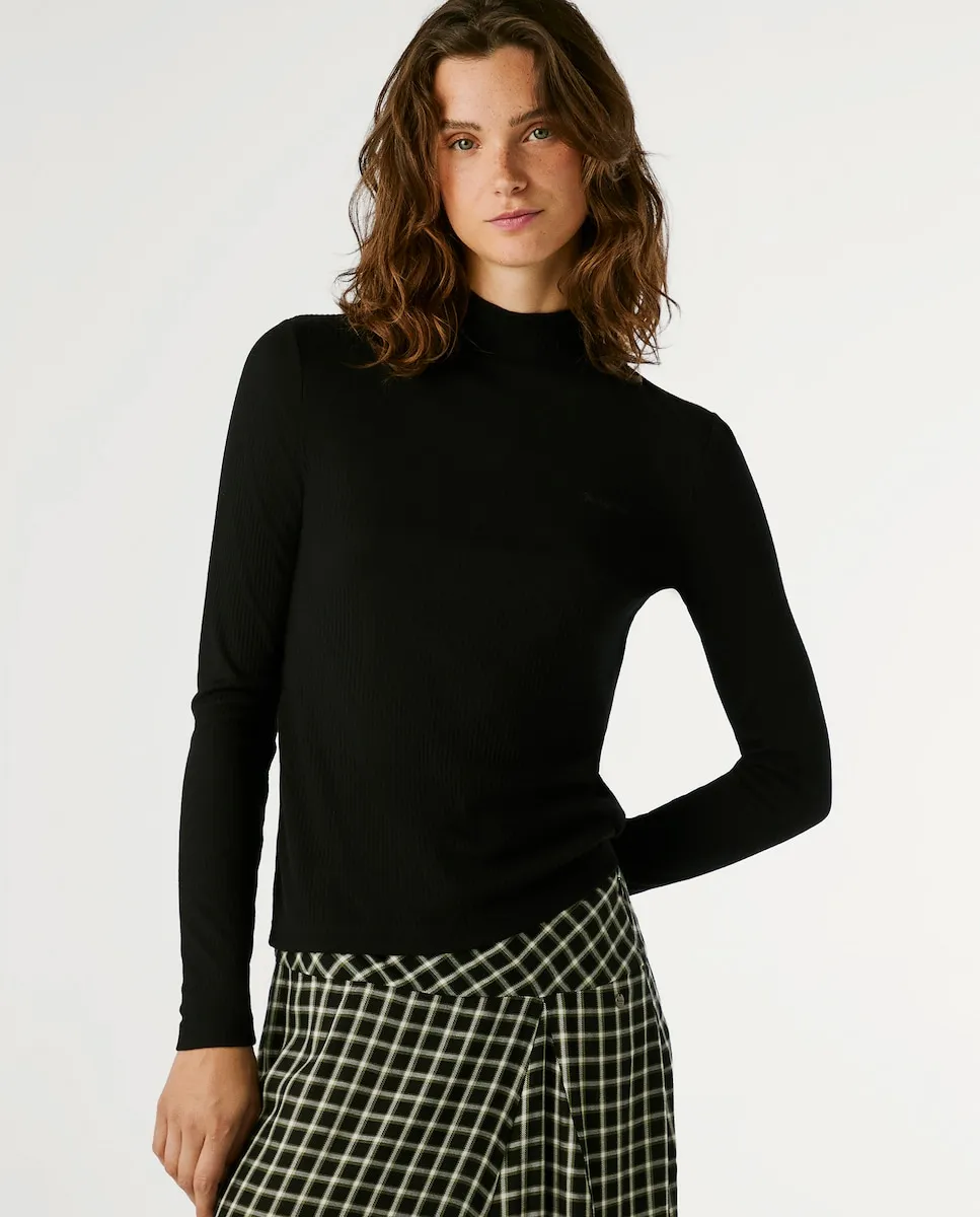 

Женская футболка в рубчик с длинным рукавом Pepe Jeans, черный