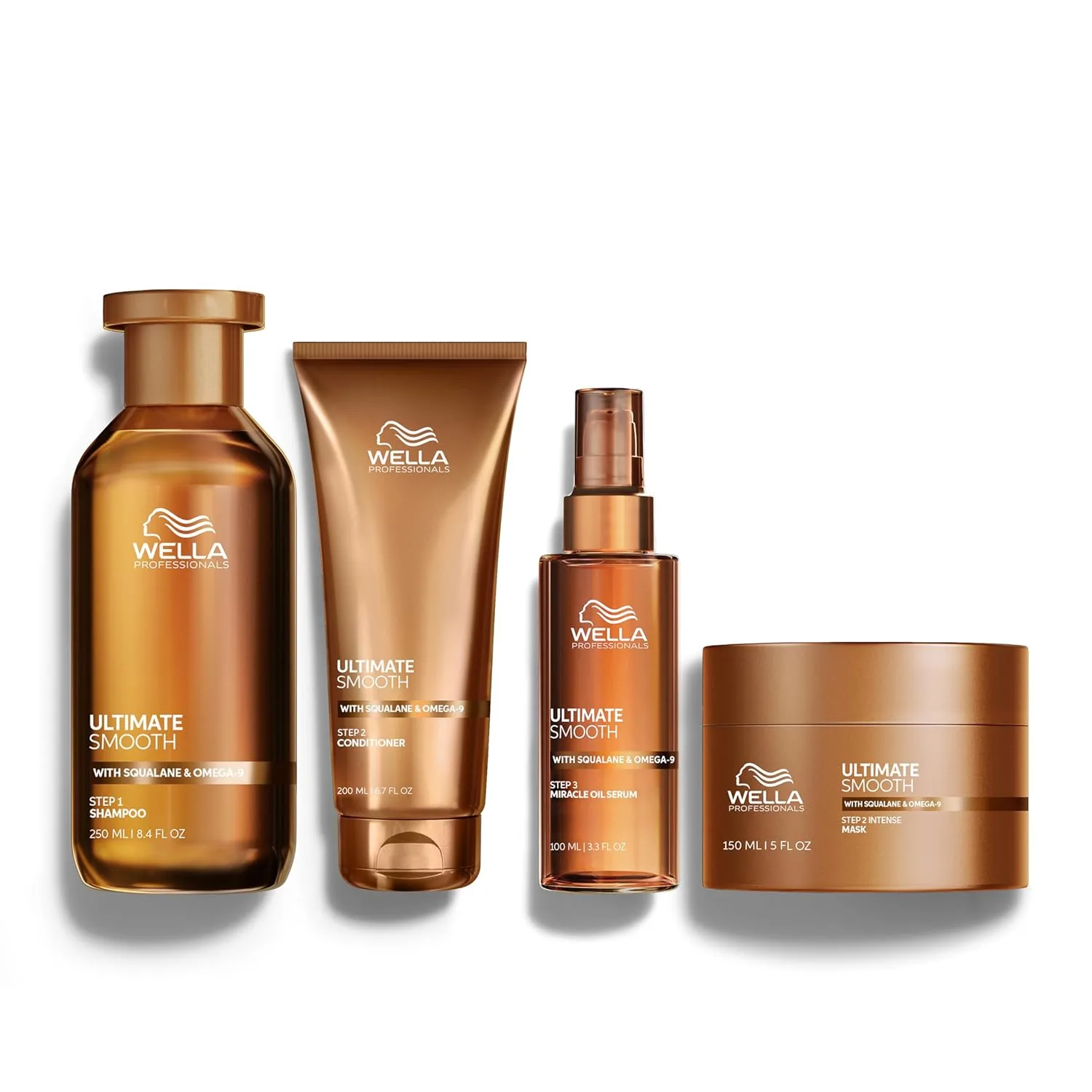 Wella Professionals ULTIMATE SMOOTH шампунь, кондиционер, маска и сыворотка Miracle Hair Oil, набор 4 шт, уход за сухими и непослушными волосами, питание, разглаживание и шелковистый блеск, термозащита 713 мл (1 шт.)