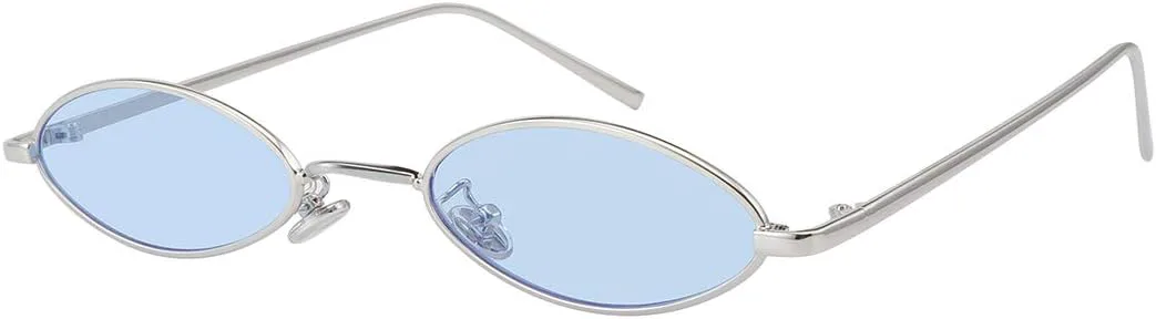 

Винтажные солнцезащитные очки MEETSUN 90-х годов, маленькие овальные, для женщин и мужчин, в металлической оправе, дизайнерские готические очки, Silver-blue