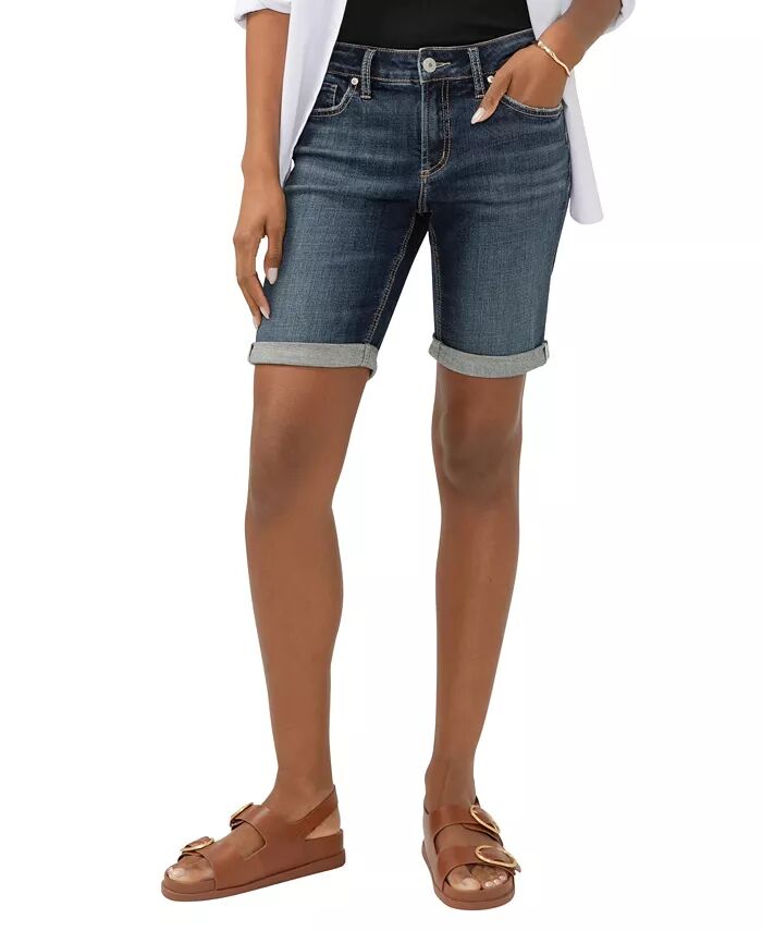 

Женские шорты-бермуды Elyse средней посадки Comfort Fit Silver Jeans Co., синий