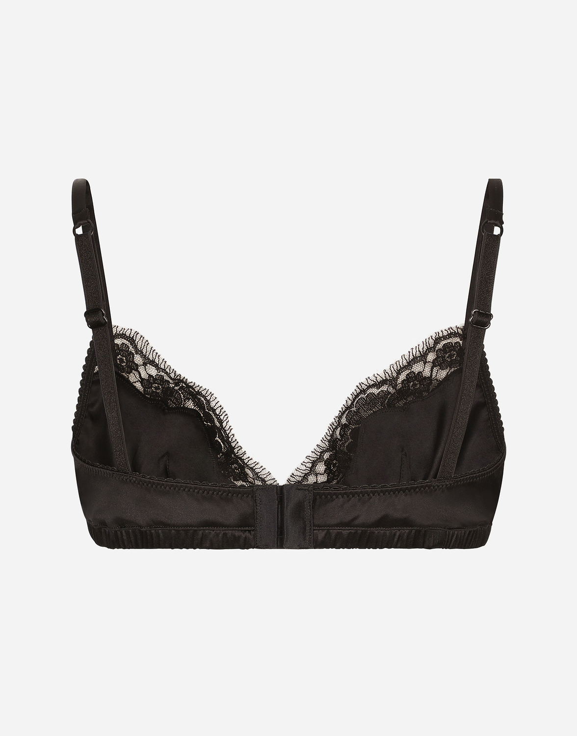 Атласный бра без косточек с кружевной отделкой Dolce & Gabbana, черный — фото 2