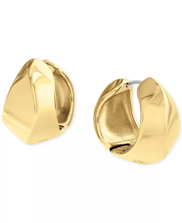 

Маленькие скульптурные серьги-кольца с выгравированным логотипом, 0,91 дюйма Calvin Klein, gold