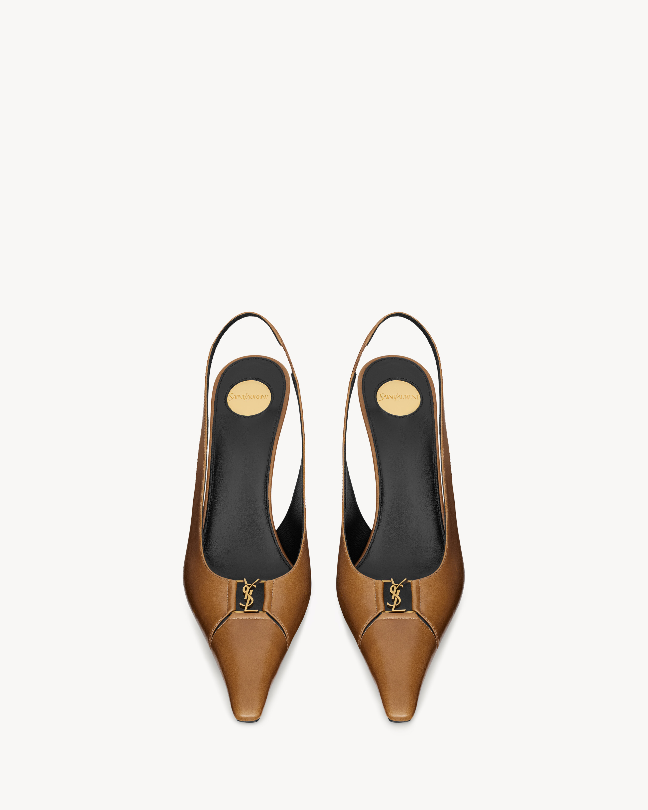 Туфли-слингбэки BABYLONE BRETEUIL из гладкой кожи Saint Laurent, бежевый — фото 2