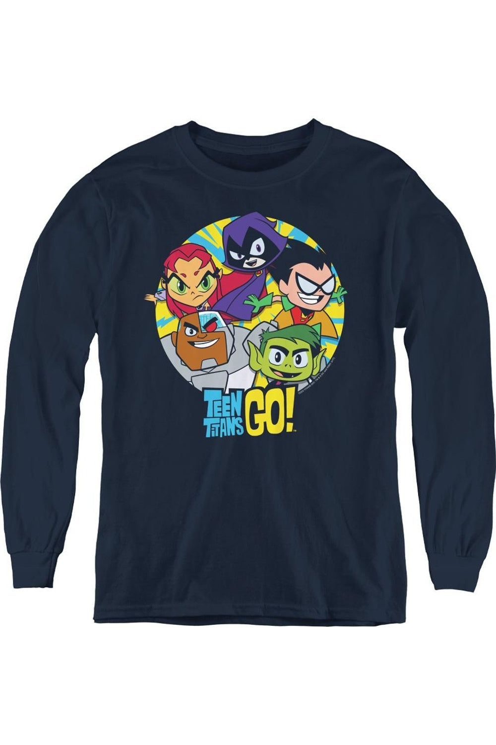 

Футболка с длинным рукавом Teen Titans Go Go Go для подростков Gildan, темно-синий