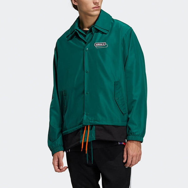Куртка Men's adidas originals Mr Windbreaker Double Layer Lapel Polar Fleece logo Sports Jacket Forest Green, зеленый — фото 3