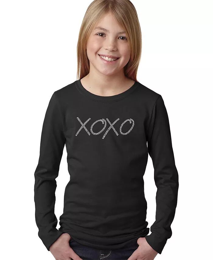 

Футболка с длинным рукавом Big Girl's Word Art - XOXO LA Pop Art, черный