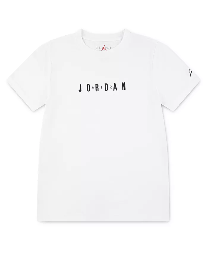 

Футболка с коротким рукавом Big Boys с вышитым логотипом Wordmark Jordan, белый