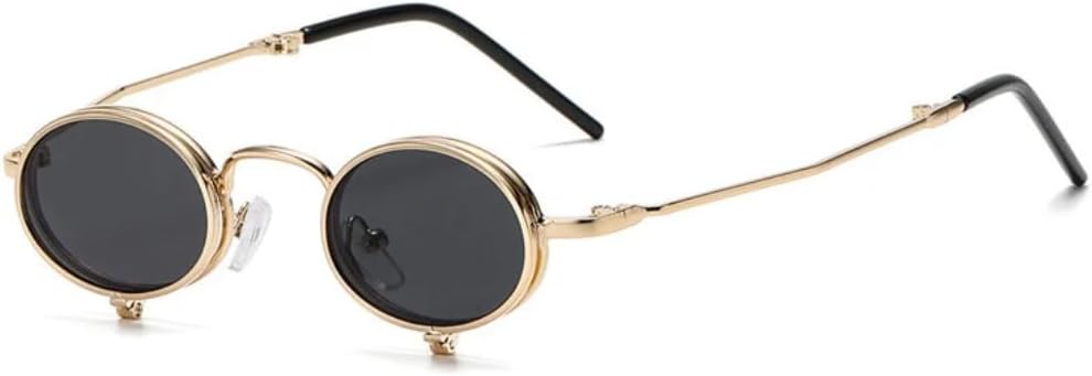 

Мужские солнцезащитные очки-слипы в стиле стимпанк, маленькая металлическая оправа, круглые ретро-очки в стиле панк с защитой от УФ-излучения UV400 VRTRFFTR, C1gold-black