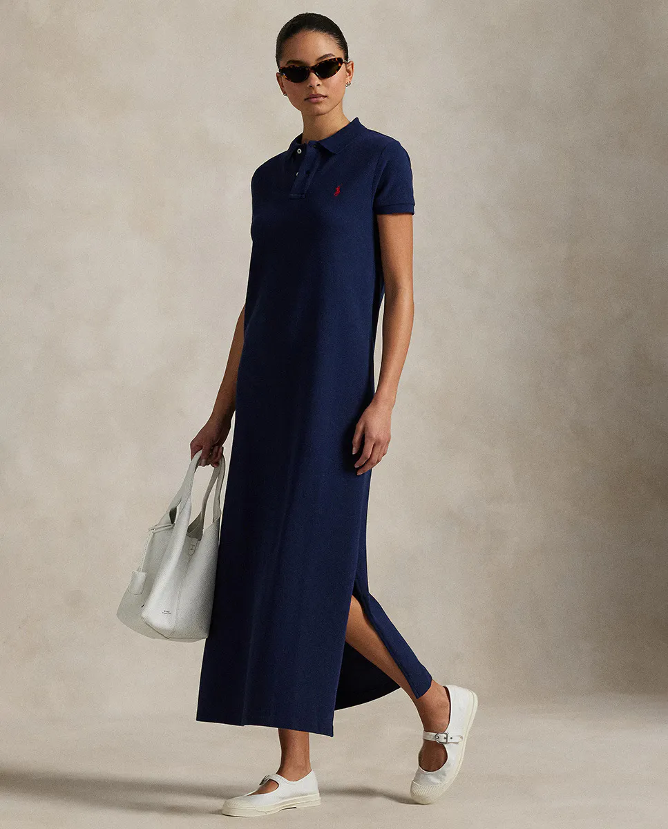 

Хлопковое платье-поло Polo Ralph Lauren, тёмно-синий