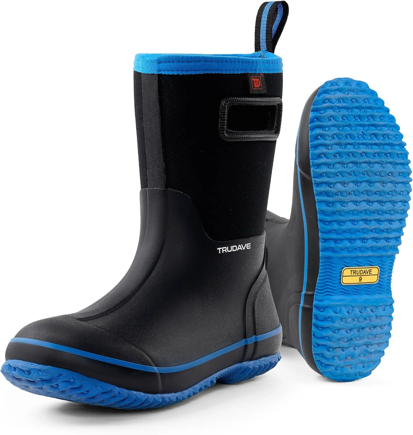 

Резиновые сапоги Trudave для мужчин, теплые водонепроницаемые из неопрена 4,5 мм, утепленные дождевые сапоги до середины голени, всесезонные сапоги для работы на улице и охоты (размер 6-13), синий