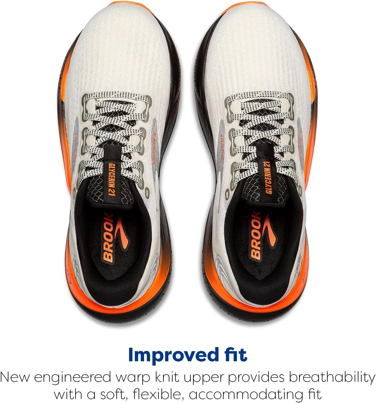 Мужские нейтральные беговые кроссовки Brooks Glycerin 21, Ecru Orange Black — фото 4