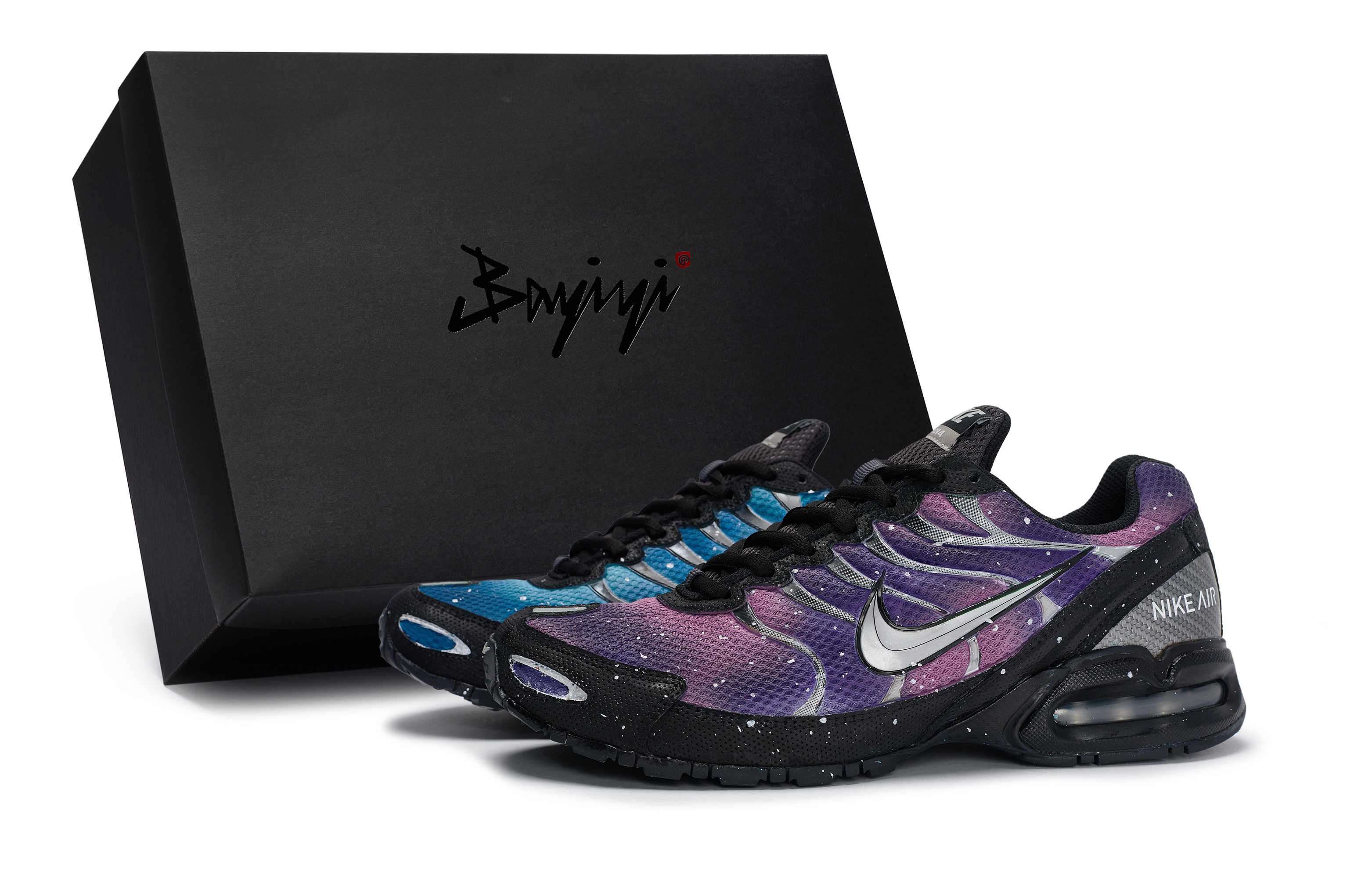 

Nike Кроссовки Air Max Torch 4 с низким верхом, износостойкие и нескользящие, мужские, цвет: фиолетовый, синий, серебристый