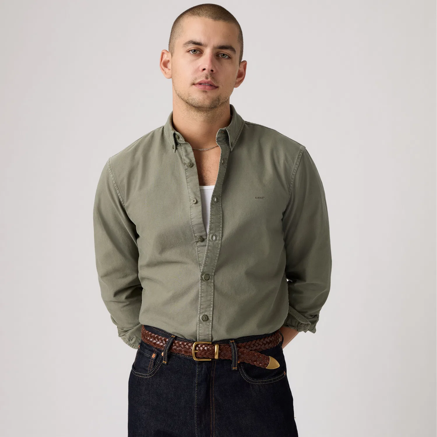 Оригинальная рубашка с пуговицами, окрашенная методом глажения Levi's, Green