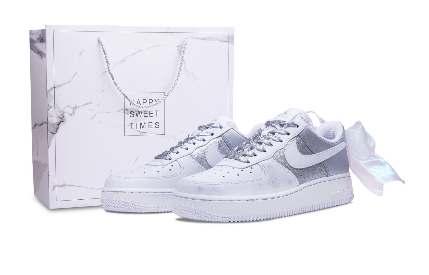 

Кроссовки Nike Air Force 1 Skateboarding Shoes Women's Low-top Silver/White, белый