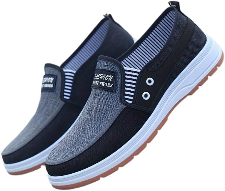 

Легкие и дышащие мужские слипоны из холщовой ткани для всех сезонов, мужские прогулочные туфли Hhhchpm, черный