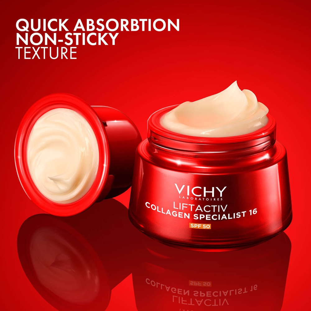 Крем для лица SPF50 VICHY Liftactiv коллагеновый специалист 16 антивозрастной защитный дневной — фото 3