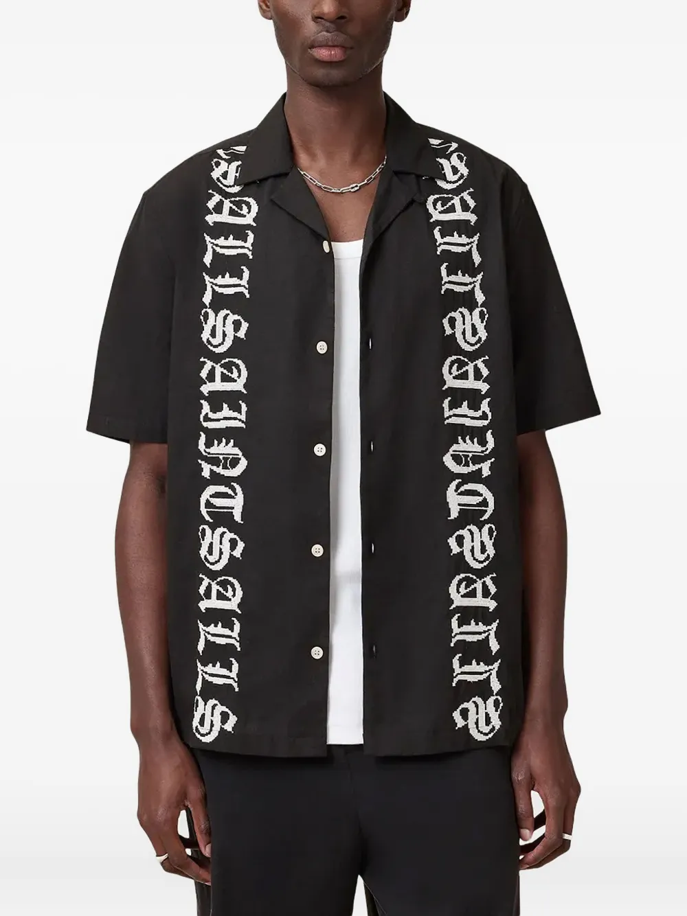 

Рубашка с короткими рукавами и вышивкой AllSaints, черный