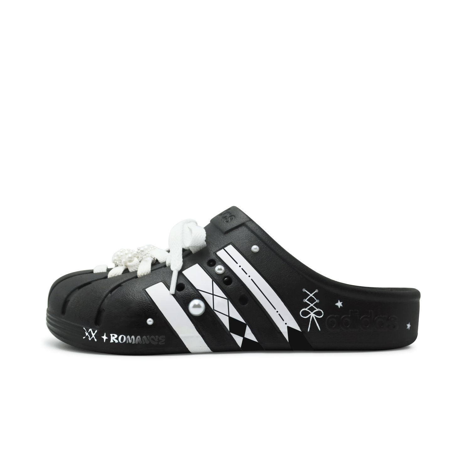 

Adidas Унисекс тапочки с обернутым носком черно-белые, цвет Black White