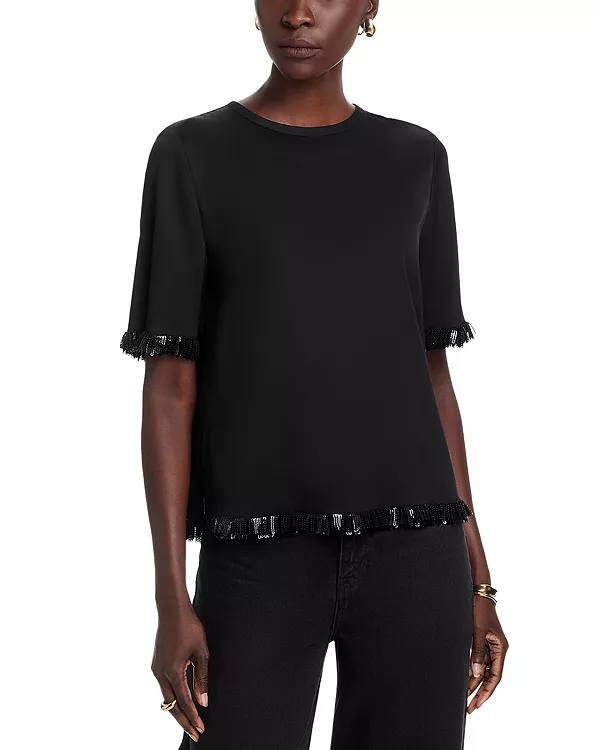 

Топ Leo из шелковой смеси с бахромой из пайеток Kobi Halperin, черный
