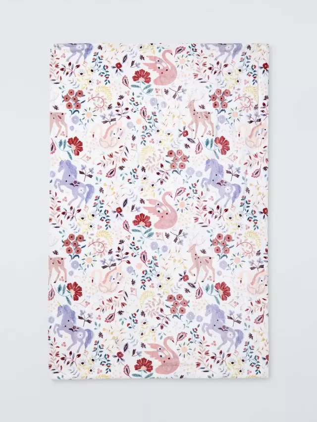 

Одеяло John Lewis Kids' Unicorn Print Fleece, цвет pink/multi