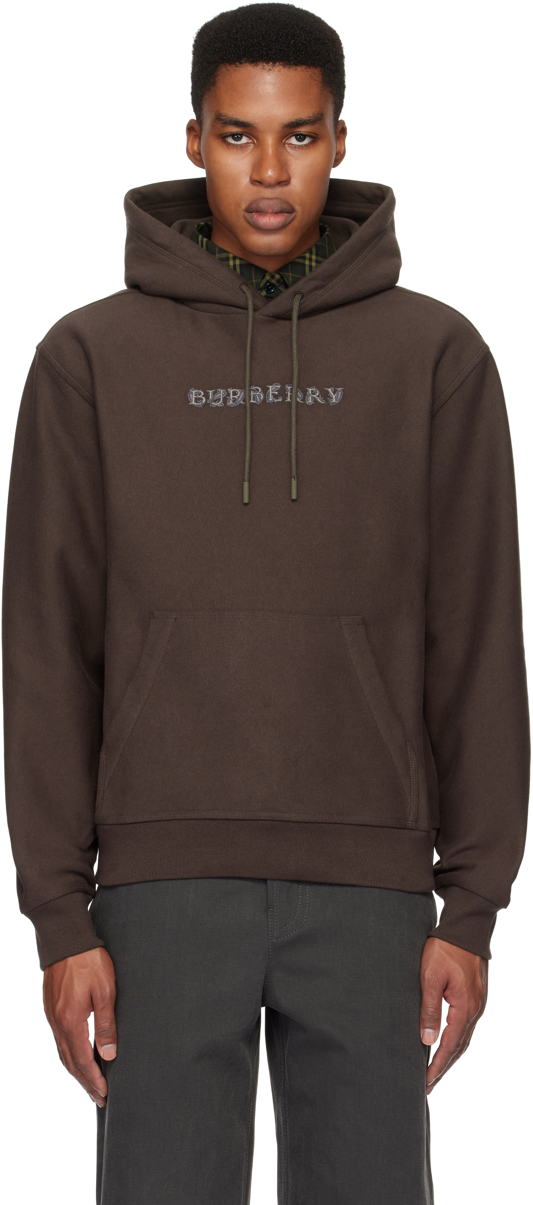 

Коричневая хлопковая толстовка с капюшоном и логотипом пейсли Burberry