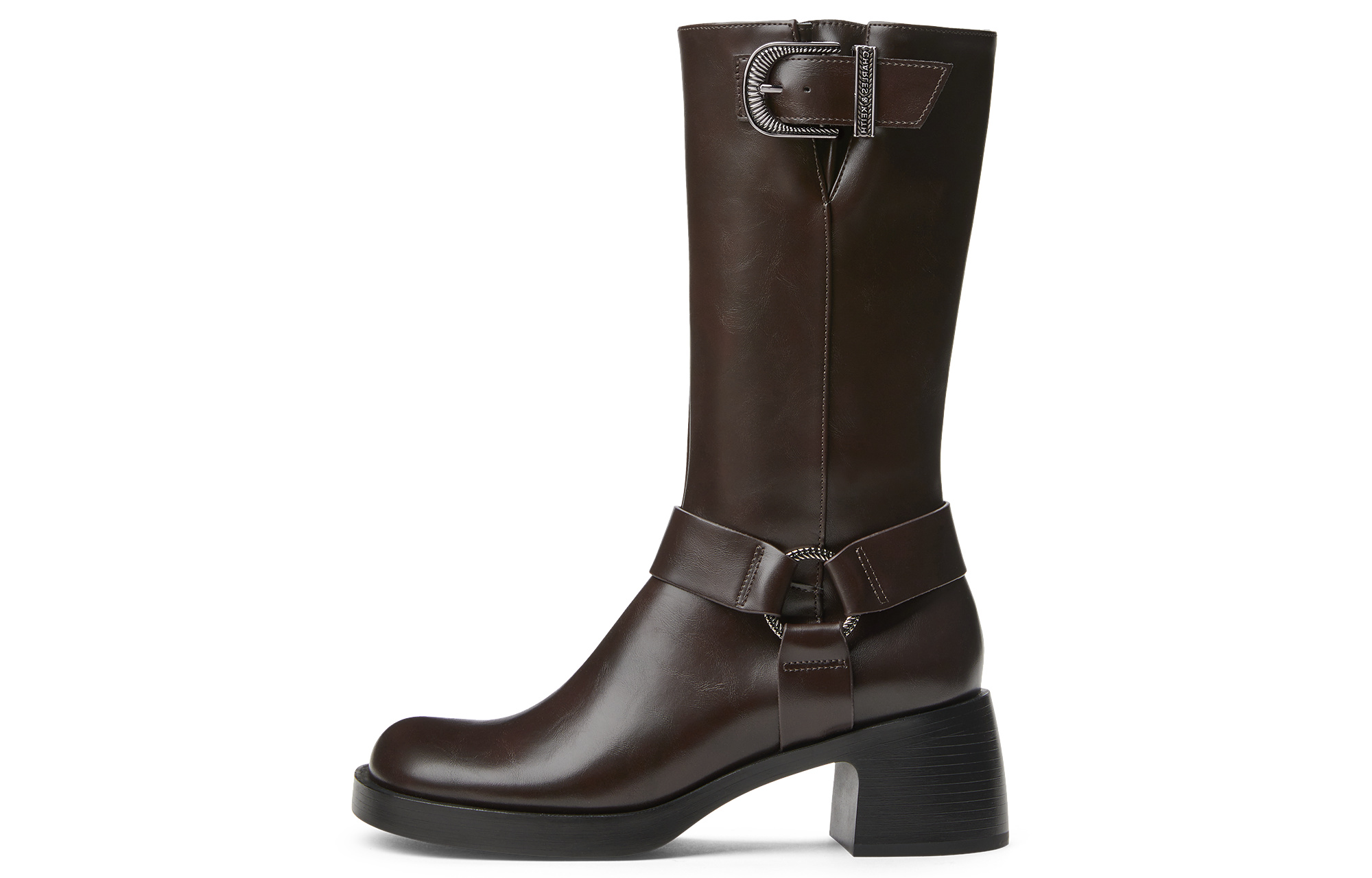 CHARLES&KEITH Маленькие чёрные ботинки на каблуке 6,1 см женские разноцветные - тёмно-коричневый тёмно-коричневый, цвет Dark Brown Dark Brown
