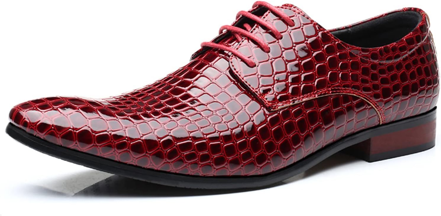 

Мужские классические туфли оксфорды на шнуровке с заостренным носком, современные формальные туфли для мужчин Abborora, красный