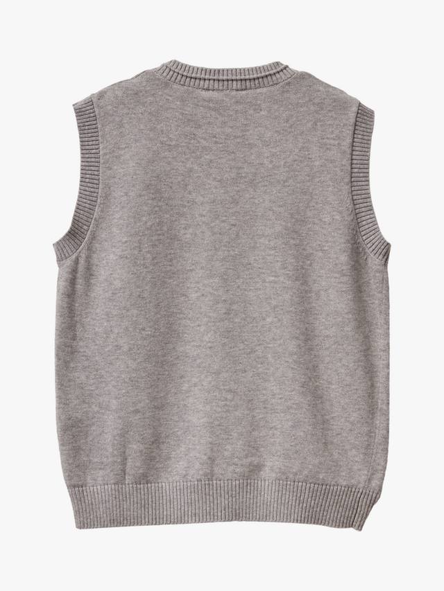 Детский хлопковый безрукавный жилет с V-образным вырезом Benetton, Grey — фото 2