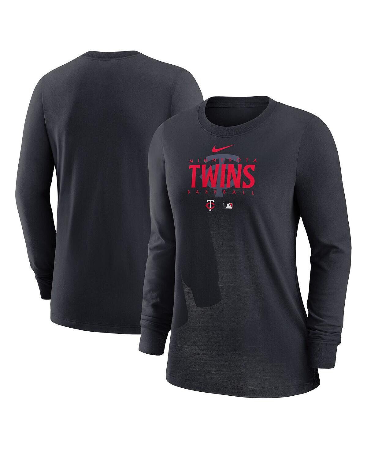 Женская футболка с длинным рукавом Minnesota Twins Authentic Collection Legend Performance Nike, темно-синий — фото 2