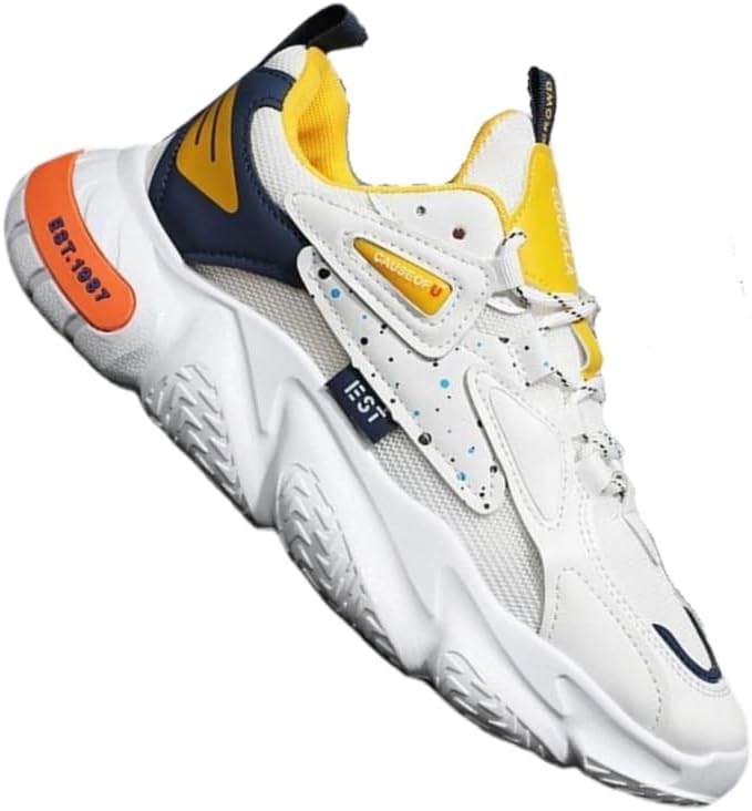 

Мужские дышащие повседневные спортивные кроссовки с верхом из сетки, толстой подошвой с противоскользящим эффектом, из синтетической кожи, модные и универсальные. Подходят для активного отдыха, ежедневного бега и тренировок Fmshi, желтый