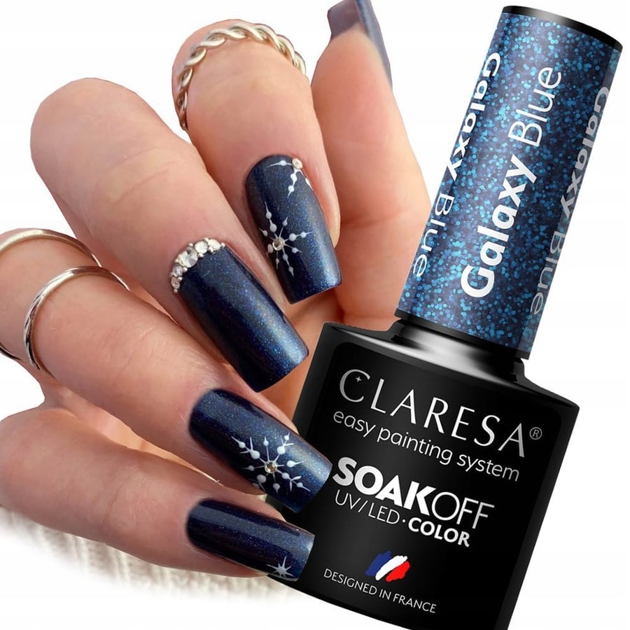 

Claresa Galaxy Blue Hybrid Nail Polish с блестками 5 мл Puderek