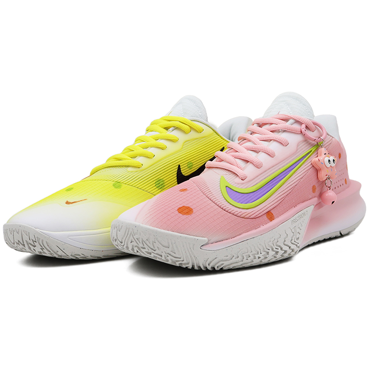

Nike Точность 7 амортизаторы противоскользящие износостойкие низкие баскетбольные кроссовки унисекс pink yellow
