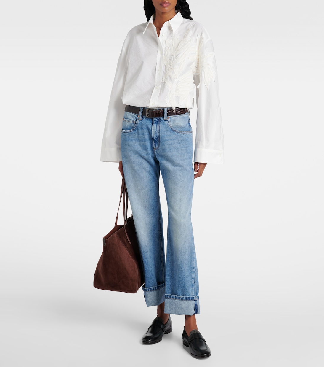Прямые джинсы с низкой посадкой Brunello Cucinelli, Blu Vintage Denim — фото 2