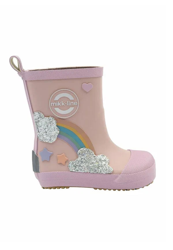 Резиновые сапоги Mikk-Line Rainbow patch barefoot, цвет терракотовая роза
