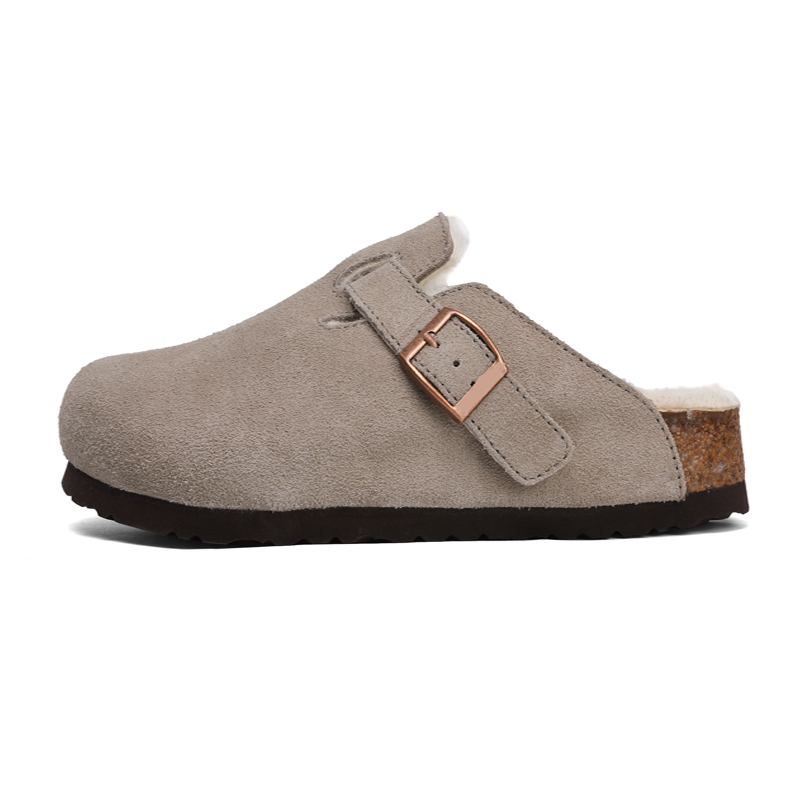 

Сланцы с пробковой подошвой устойчивые к истиранию с закрытым носком unisex BECK, белый серый(Fleece-Lined белый Fur)