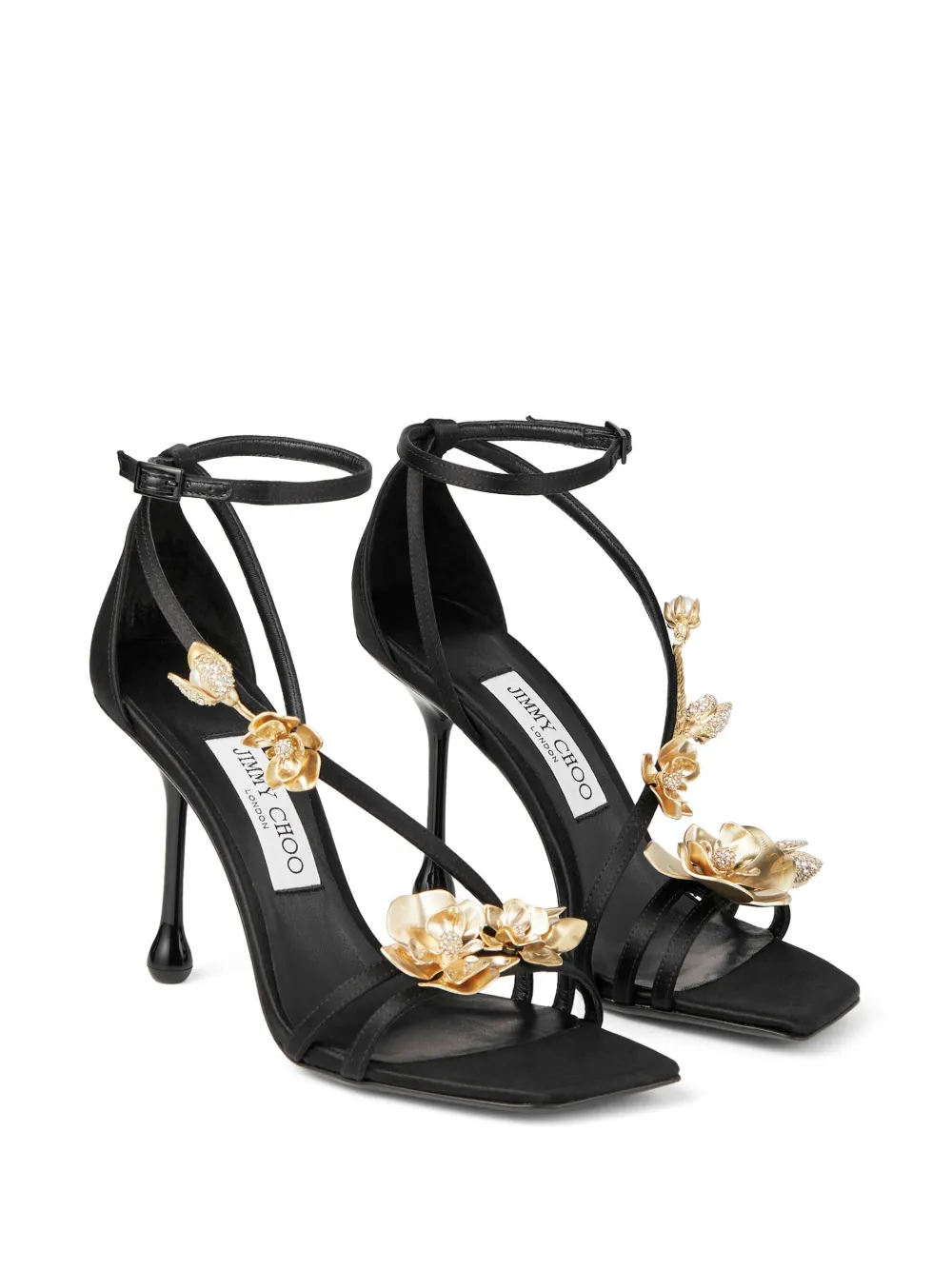 Босоножки Zea 95 с цветочной аппликацией JIMMY CHOO, черный — фото 2