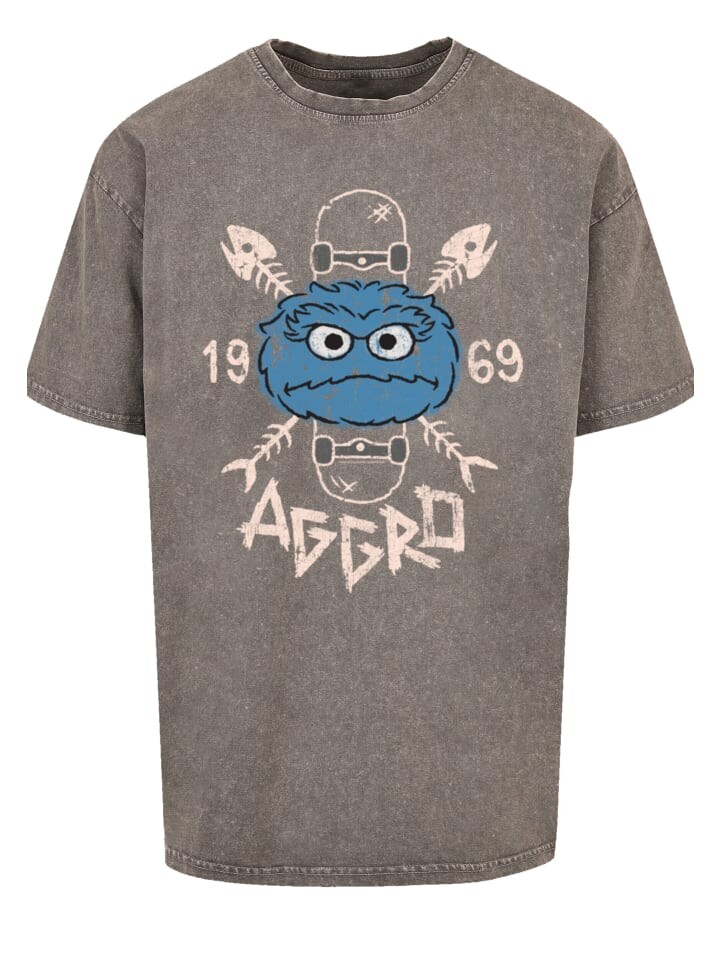

Футболка F4NT4STIC Sesamstraße Cookie Aggro Skater, цвет asphalt