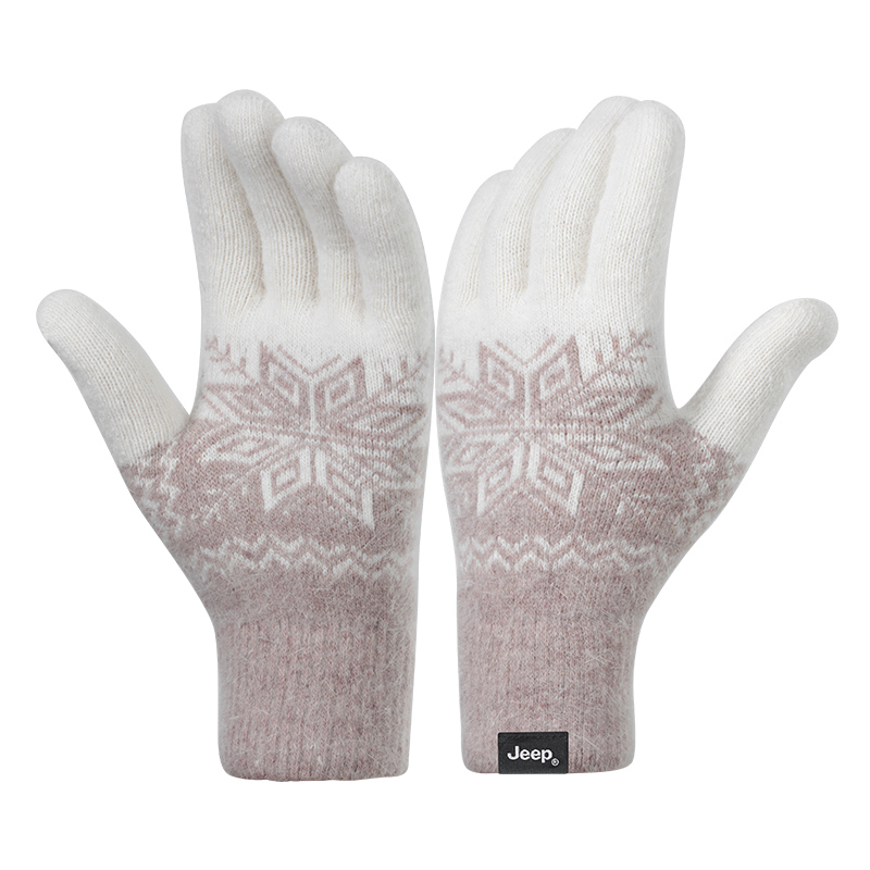 

Перчатки женские вязаные из смеси кроличьего меха, шерсти и кашемира Jeep, хаки