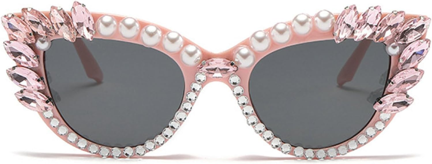 

Солнцезащитные очки «кошачий глаз» с разноцветными бриллиантами, модные женские солнцезащитные очки с крупными жемчужными стразами, стильные женские солнцезащитные очки для вечеринок mincl, Pink