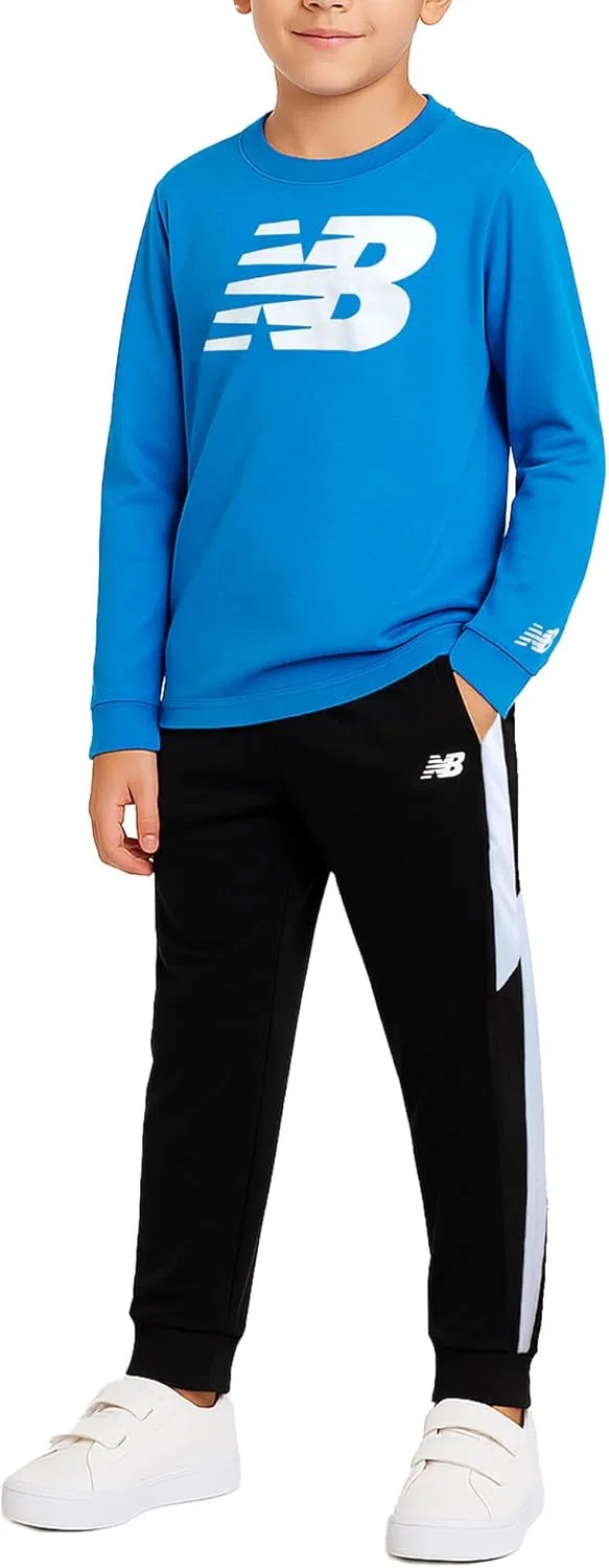 Детский спортивный костюм New Balance, 2 предмета: футболка и штаны, Blue/Black — фото 2