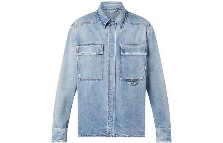 

Новые квартальные продукты LV Shirt Men Denim Blue Louis Vuitton, синий