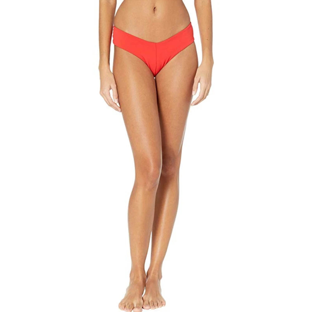 

Женские плавки от бикини Robin Piccone Ava, красные, эластичные, с высокой посадкой, пляжные, GBO1382