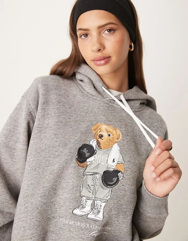 

Толстовка Polo Ralph Lauren с изображением боксёрского медведя серого цвета